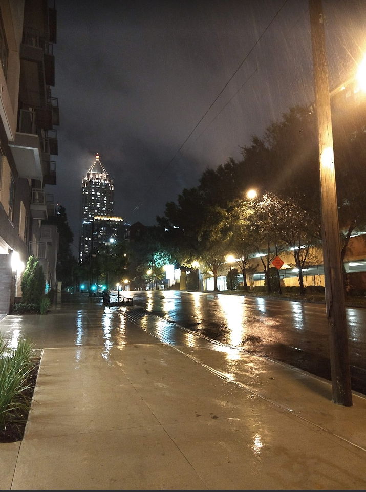 a rainy city street